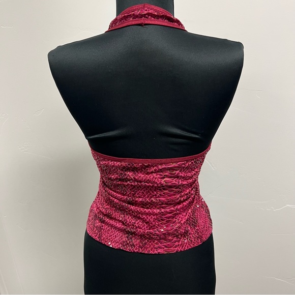 Forever 21 pink sparkly snakeskin halter top vintage y2k. Sz L stretchy. NWOT - Picture 3 of 13